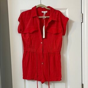 She + Sky Scarlet Button-Up Romper